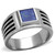Men's High Polished Stainless Steel Ring with Montana Lapis Precious Stone Lapis - Size 10