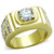 Men's IP Gold Stainless Steel Ring with AAA Grade Cubic Zirconia - Size 12