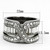 2-Piece Women's Stainless Steel Wedding Ring Set with Clear Crystals, Size 7