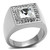 Men's Stainless Steel Ring with Square Clear Crystals - Size 12