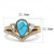 Women's IP Stainless Steel Ring with Sea Blue Synthetic Turquoise Stone - Size 8