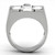 Men's Stainless Steel Cross Ring with Clear Crystals - Size 12 (Pack of 2)