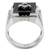 Men's Stainless Steel Masonic Ring with Jet Black Semi Precious Agate Stone - Size 14