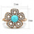 Women's Stainless Steel Flower Shaped Ring with Blue Synthetic Turquoise Stone - Size 6 (Pack of 2)