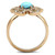 Women's Stainless Steel Flower Shaped Ring with Blue Synthetic Turquoise Stone - Size 6 (Pack of 2)