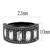 Women's Black Ion Plated Stainless Steel Ring with CZ Stones - Size 7