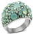 Women's Stainless Steel Ring with Round Multi Color Top Grade Crystals - Size 7