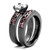 2-Piece Women's IP Light Black Stainless Steel Wedding Ring Set with CZ, Size 5
