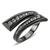 Women's Stainless Steel Bypass Ring with Round Black Diamond Crystals - Size 10 (Pack of 2)