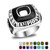 Men's High Polished Stainless Steel Ring with Square Montana Synthetic Spinel - Size 10