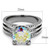 Women's Stainless Steel Engagement Ring with White AB and Clear CZ - Size 10