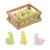 Pastel Green, Yellow Easter Bunny Figures in Crate Set of 12