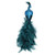 11" Right Facing Teal Blue Regal Peacock with Feather Tail Clip-On Christmas Ornament
