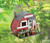 9.75" Red and White Trailer Outdoor Hanging Birdhouse