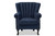 Baxton Studio Relena Navy Blue Velvet Fabric And Dark Brown Wood Armchair