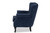 Baxton Studio Relena Navy Blue Velvet Fabric And Dark Brown Wood Armchair