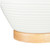 23.5" White Ribbed Glazed Ceramic Table Lamp with White Linen Drum Shade