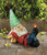 11.75" Red and Blue Lazy Gnome Solar Outdoor Garden Statue