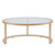 2pc Gold and Clear Contemporary Round Nesting Tempered Glass Top Cocktail Table Set 35.5"