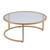 2pc Gold and Clear Contemporary Round Nesting Tempered Glass Top Cocktail Table Set 35.5"