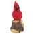 Red Cardinal Bird on a Tree Stump Christmas Figurine - 4.5"