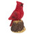 Red Cardinal Bird on a Tree Stump Christmas Figurine - 4.5"