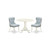 East West Furniture Dublin 3-Piece Dining Set With Linen White DLSI3-WHI-15