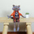 17" Brown and Orange Sitting Boy Herringbone Design Fox Plush