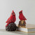 5.5" Red Cardinal Bird Sitting on a Pine Cone Christmas Figurine