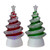 Set of 2 Pre-Lit Red and Green LED Color Changing Swirl Tree Christmas Glitter Domes 8.5"