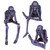 Set of 3 Purple Galaxy Skeleton Statues Halloween Tabletop Decoration 7"