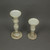 Wood Pedestal Pillar Candle Holders With Sea Shells (Set of 2)