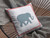 Amrita Sen Light Elephant Suede Pillow With Blue and Pink CAPL56FSDS-BL-16x16