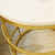 20" White and Gold Round Geometric Accent Table with Marble Top