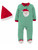 Carters Infant Boys Green Stripe Santa Claus Christmas Sleeper Pajamas & Hat