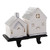 Set of 2 Porcelain House with Stocking Holder Base and LED Lights 4.25"