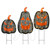 Set of 3 Black and Orange Pre-Lit Jack-O-Lantern Halloween Garden Stakes 35"
