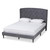 Baxton Studio Joanna Grey Velvet Fabric And Dark Brown Wood Platform Bed