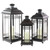 Set of 3 Distressed Black Mission Style Candle Lanterns 19.5"