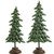 Set of 2 Green and Brown Glitter Pine Tree Christmas Tabletop Decor 17"