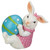 5.75" White and Pink Spring Bunny with Blue Easter Egg Figurine