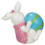 5.75" White and Pink Spring Bunny with Blue Easter Egg Figurine