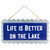 11.25" Blue Metal and Wood Life Is Better On The Lake Hanging Welcome Sign