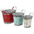 Set of 3 Rustic Red, Blue and White Planters with Handles 17.75”