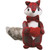 11" Red and Gray Plaid Fox Holding Heart Christmas Tabletop Figurine