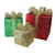 Set of 3 Red Pre-Lit Glittering Gift Boxes Christmas Outdoor Decor 15"