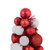 15.75" Red and White 3-Finish Shatterproof Ball Christmas Tree with Tinsel