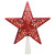 8.5" Red Glitter 5 Point Star Cut-Out Christmas Tree Topper - Clear Lights