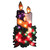 17.5" Lighted Holly and Berry with Candles and Bow Christmas Window Silhouette