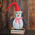 16" Black and White Penguin Striped Scarf and Santa Hat Christmas Figure